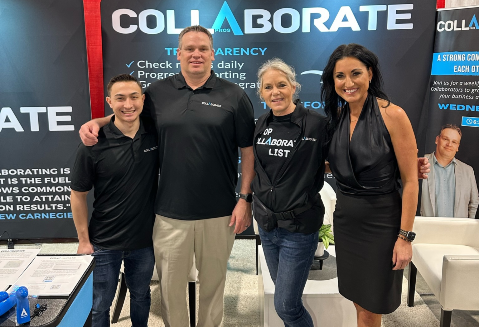 David Kaminski and Angela Schroeder with two others at a Collaborate event - collaborate pros